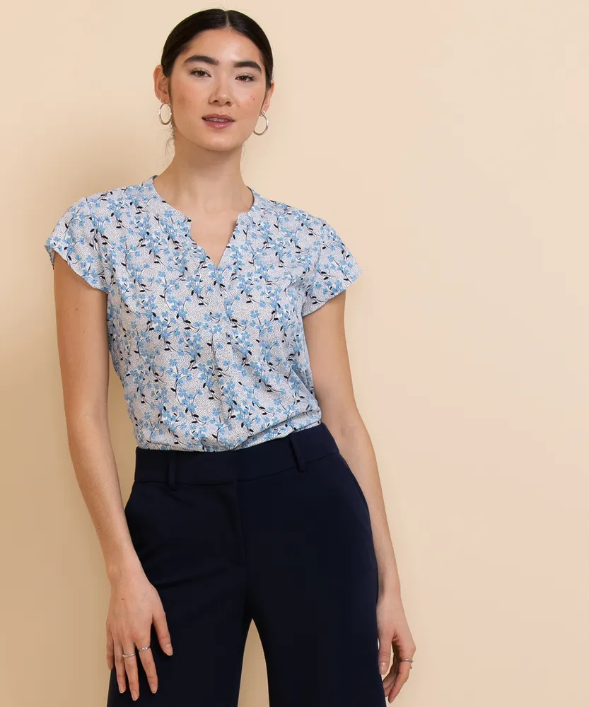 Short Sleeve Henley Blouse