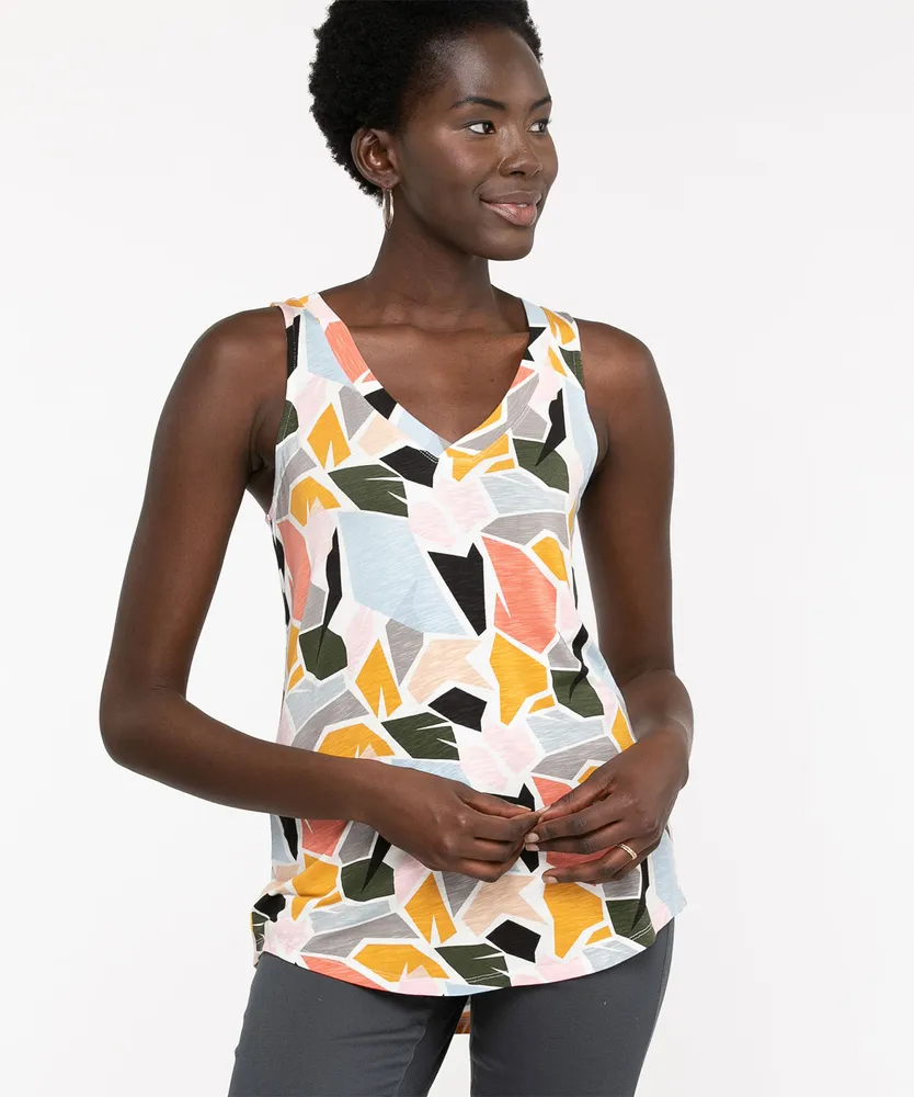 Sleeveless V-Neck Swing Top