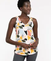 Sleeveless V-Neck Swing Top