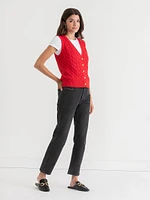 Button Front Cable Sweater Vest