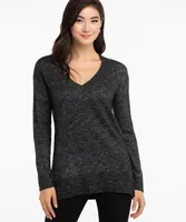 V-Neck Pointelle Sleeve Sweater