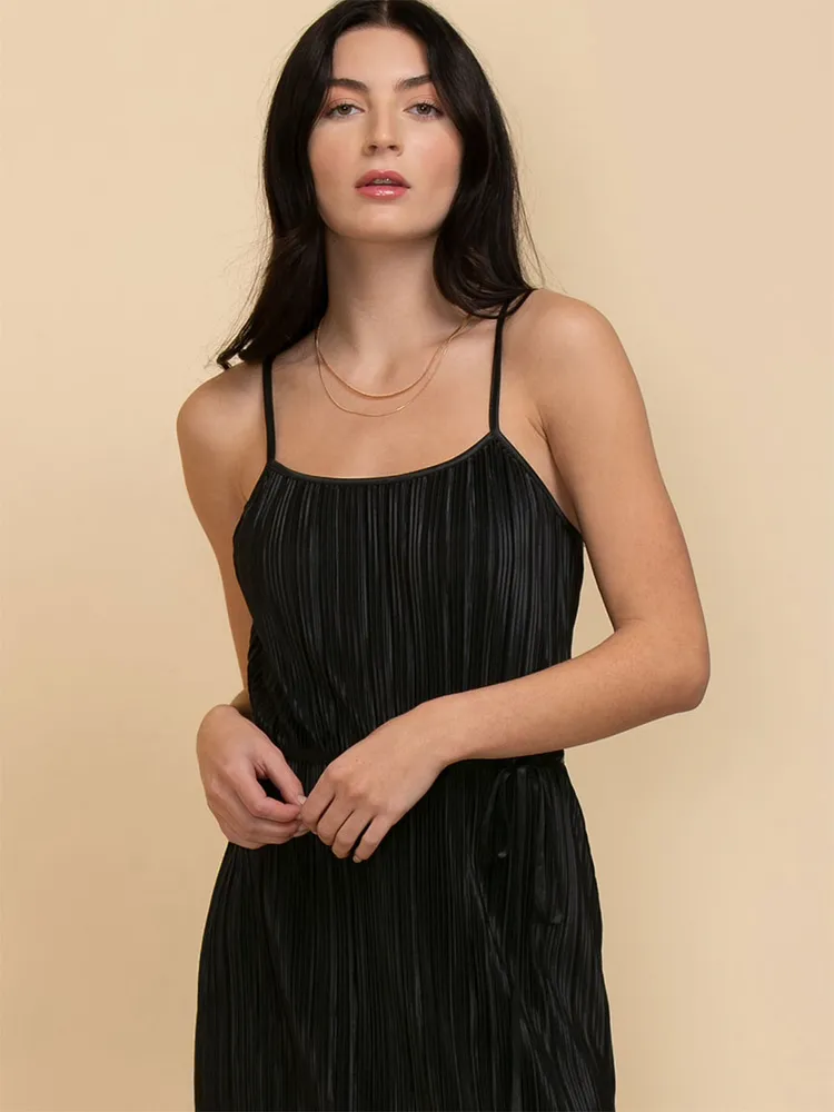 Plisse Spaghetti Strap Slip Dress