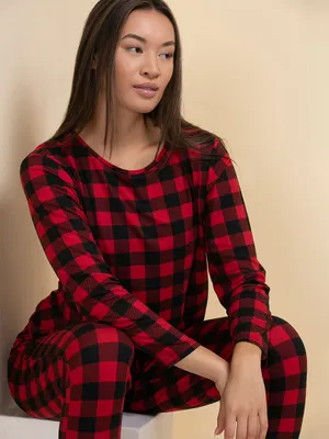 Long Sleeve Checked Pajama Set