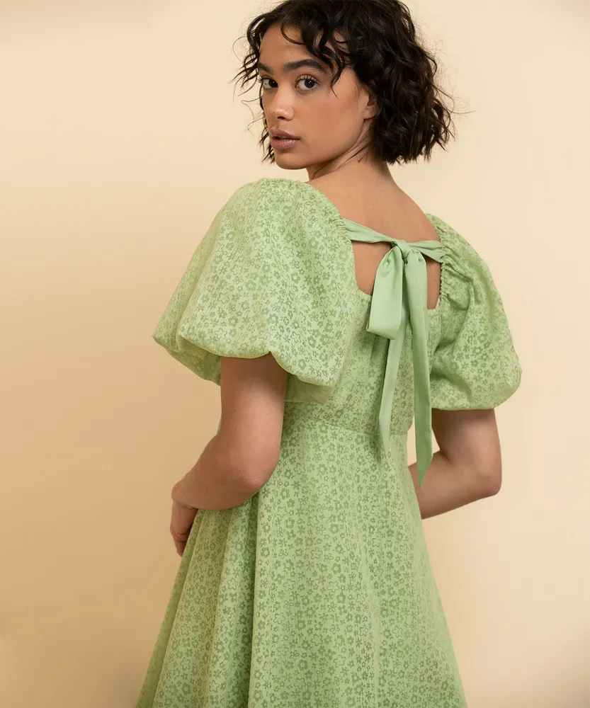 Puff Sleeve with Tie-Back Dress