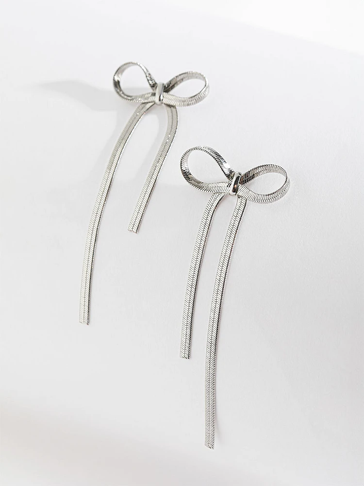 Flat Chain Bow Earrings