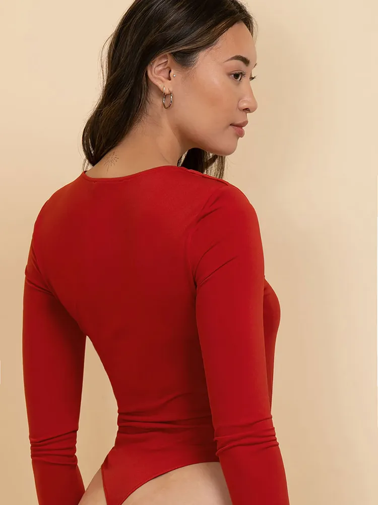 Long Sleeve Bodysuit with Pleats