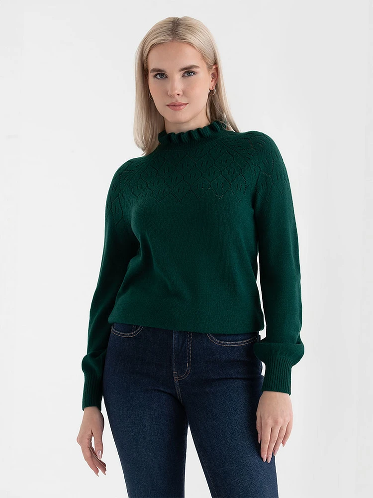 Pointelle Ruffle Sweater