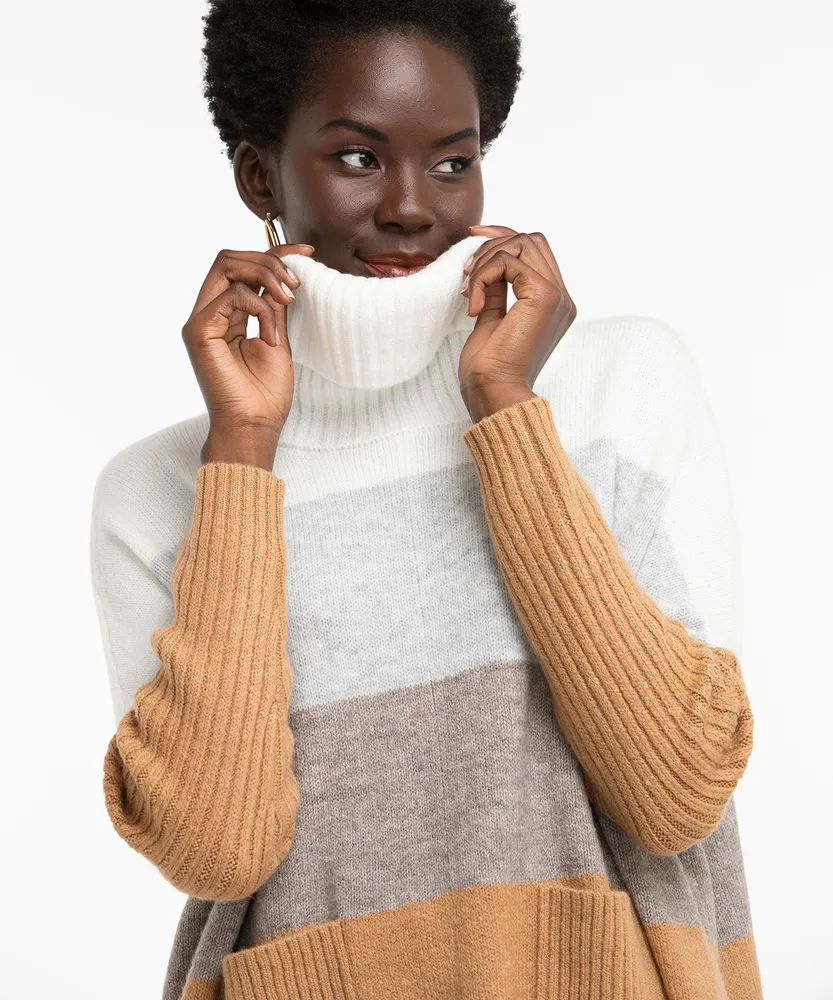 Colourblock Poncho Sweater