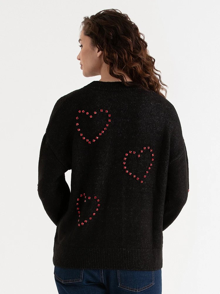 Beaded Heart Sweater