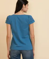 Tulip Sleeve Top with Eyelet Detail