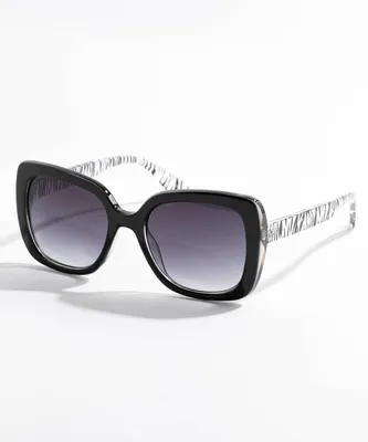 Square Black Sunglasses with Contrasting Arms