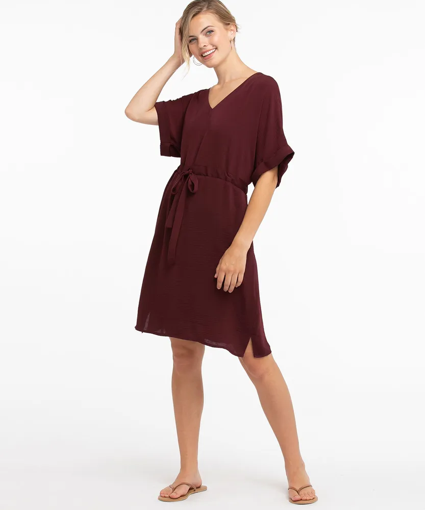 Drawstring V-Neck Dress