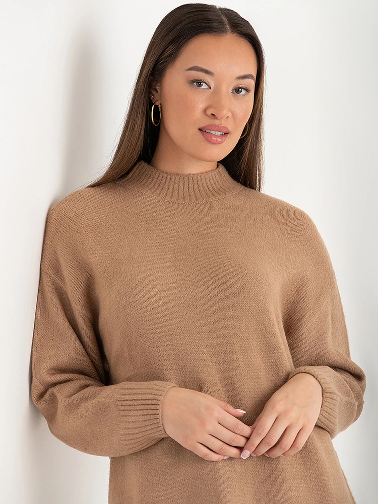 Mock Neck Tunic Sweater