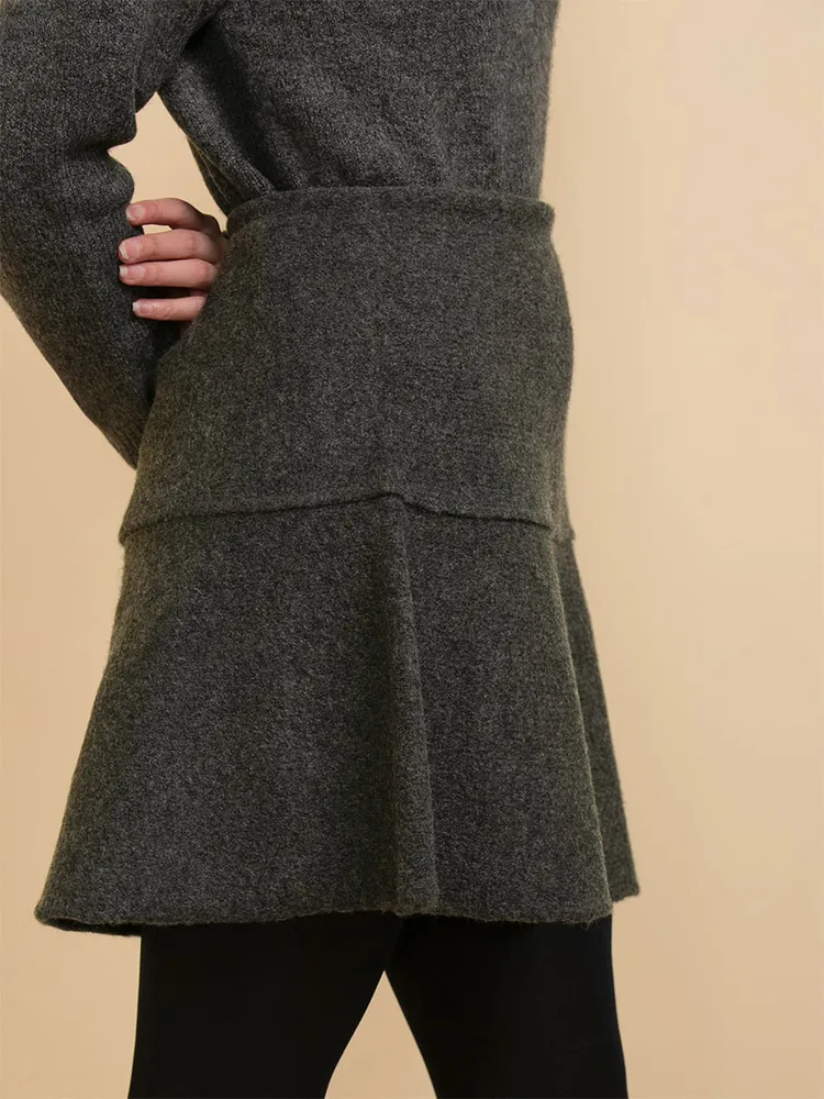 Wool-Blend Flippy Sweater Skirt