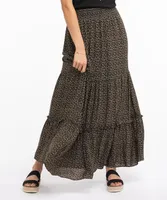 Pull On Tiered Midi Skirt