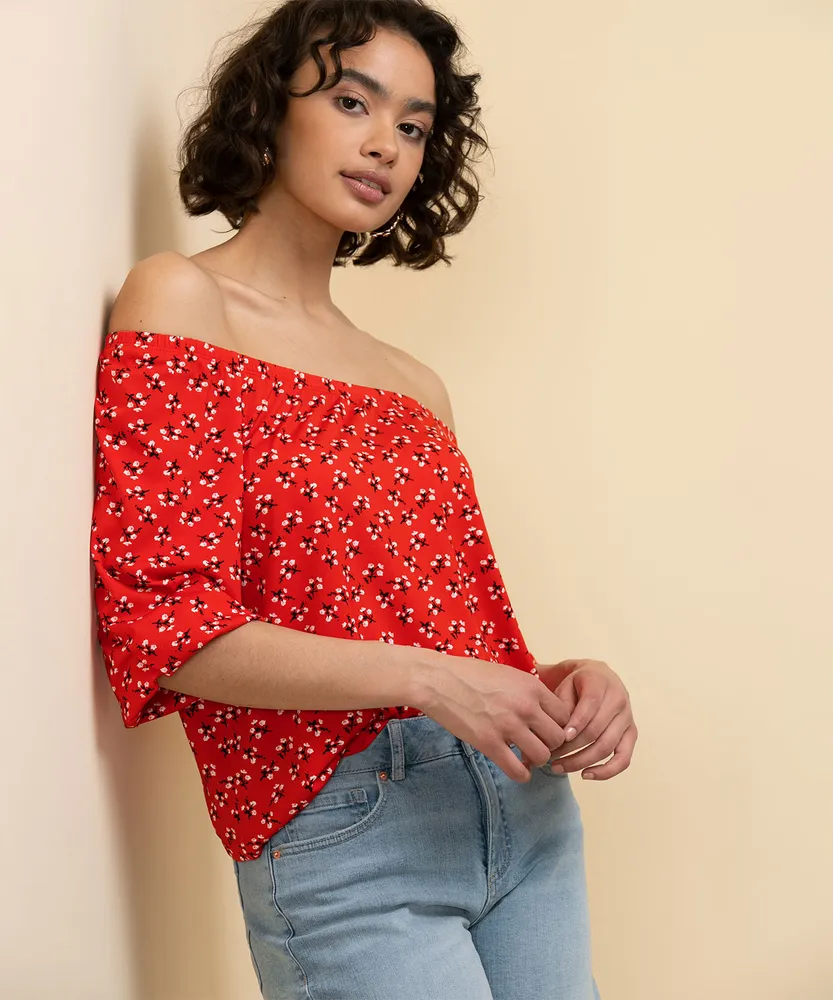 3/4 Sleeve Off-Shoulder Peasant Top