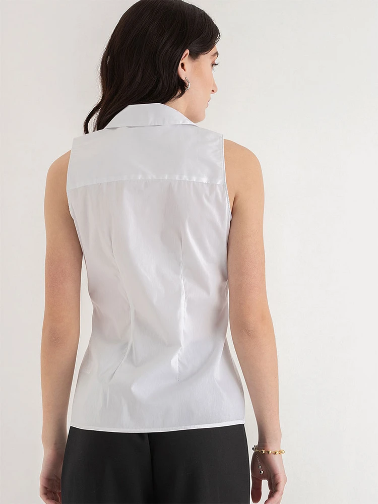 Talia Sleeveless Fitted Collar Shirt