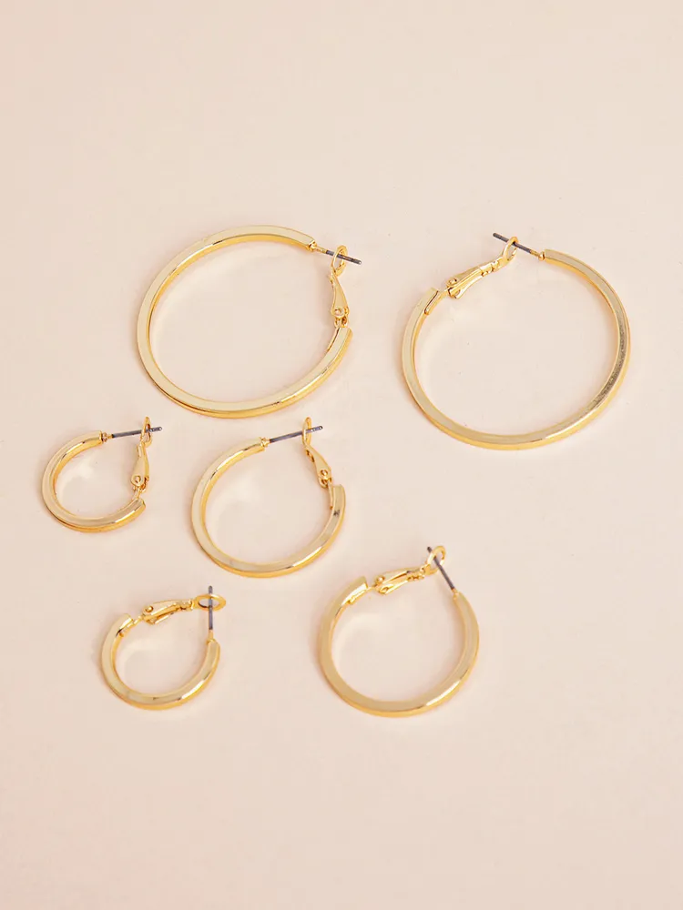 Trio Pack of Classic 14K Gold Hoops