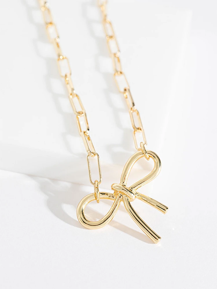 Bow Paper Clip Necklace