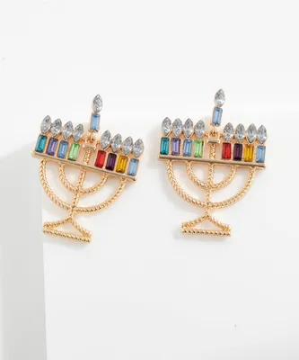 Colourful Menorah Earrings