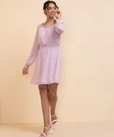 On/Off Shoulder Swiss Dot Dress