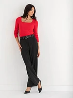 Square Neck Ribbed Sweater