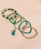 Green & Gold Assorted Beaded Bracelets