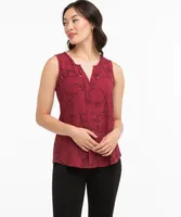 Sleeveless Mixed Media Henley Top