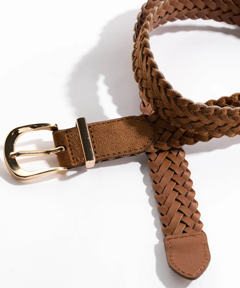 Faux Suede Braided Belt