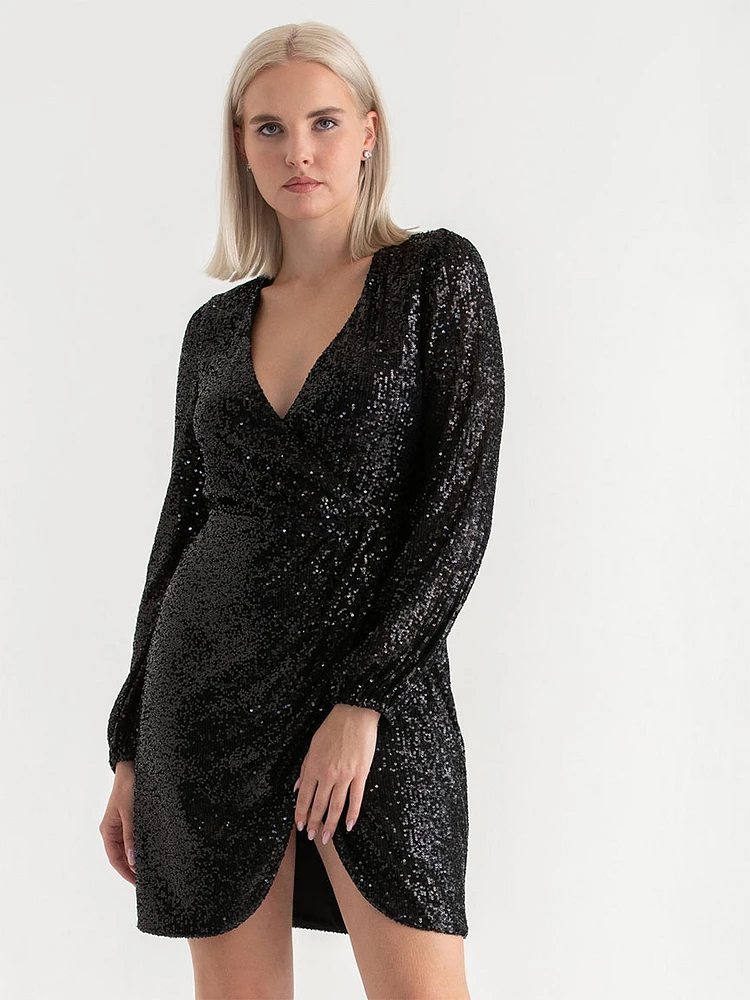 Long Sleeve Sequin Dress