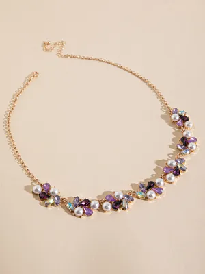 Statement Crystal + Pearl Necklace