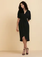 Tulip Hem Shimmer Wrap Dress