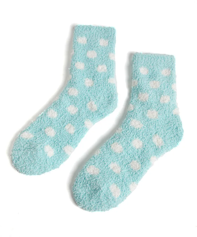 Aqua Plush Polka Dot Socks