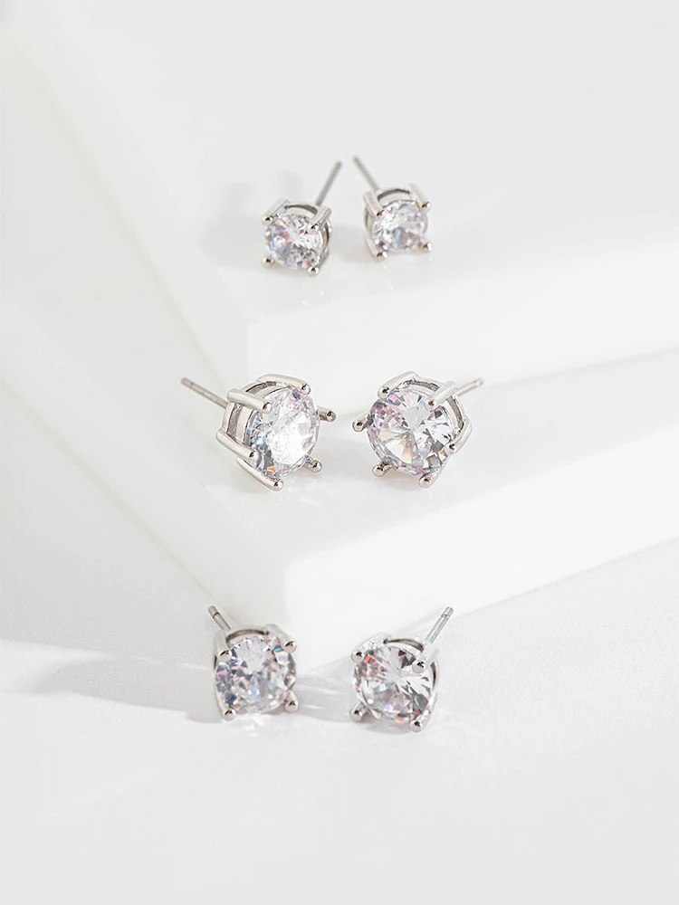 Crystal Stud Earring Trio