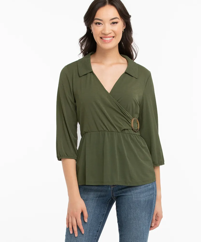 Luxology Collared Buckle Top