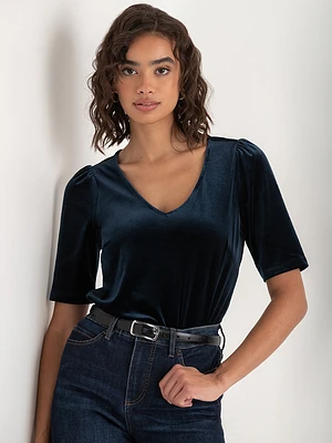 Velvet V-Neck Top