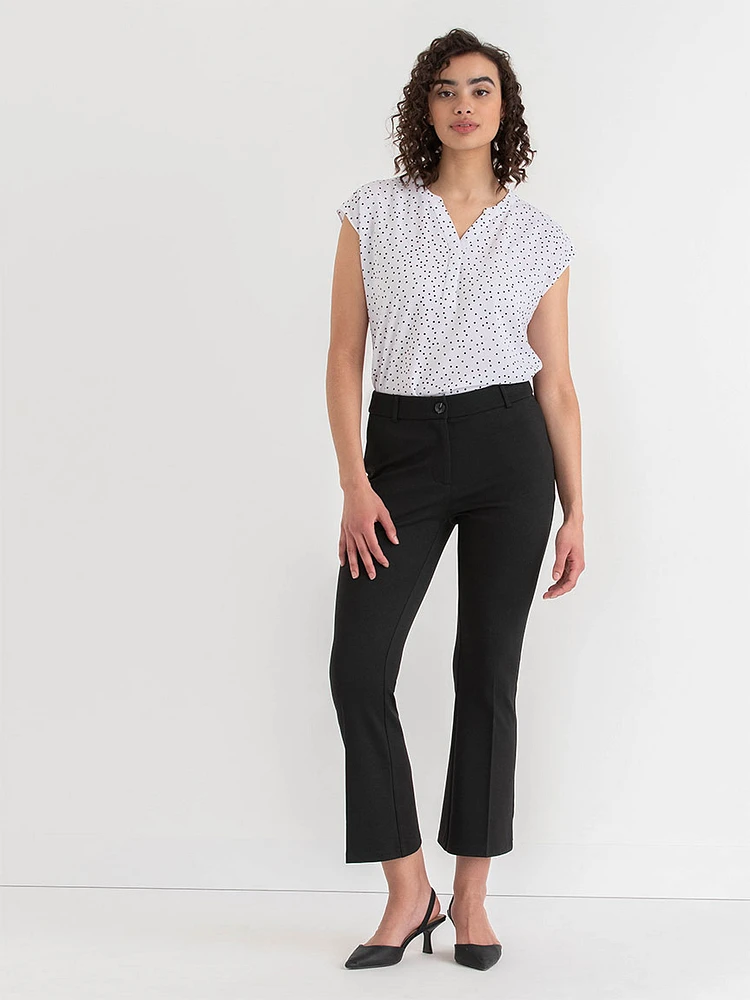 Flared Ankle Pants Ponte Twill