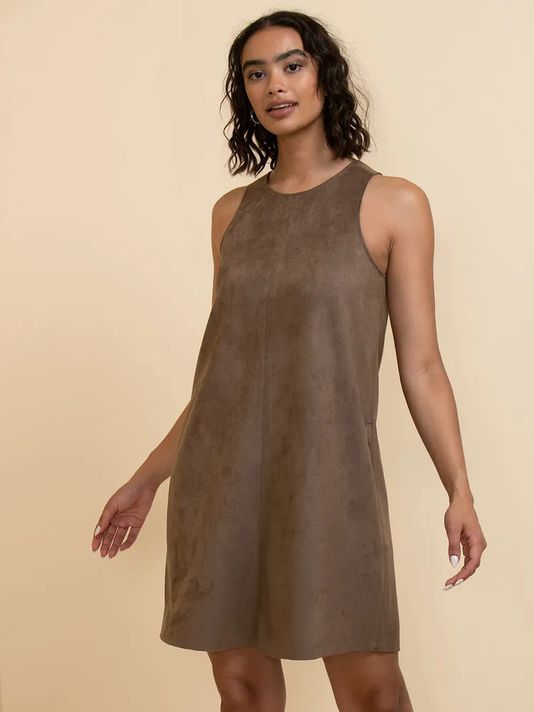 Sleeveless Faux Suede Dress