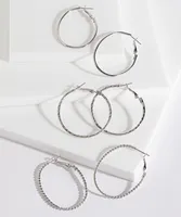 Silver Oval Hoop Earring Trio