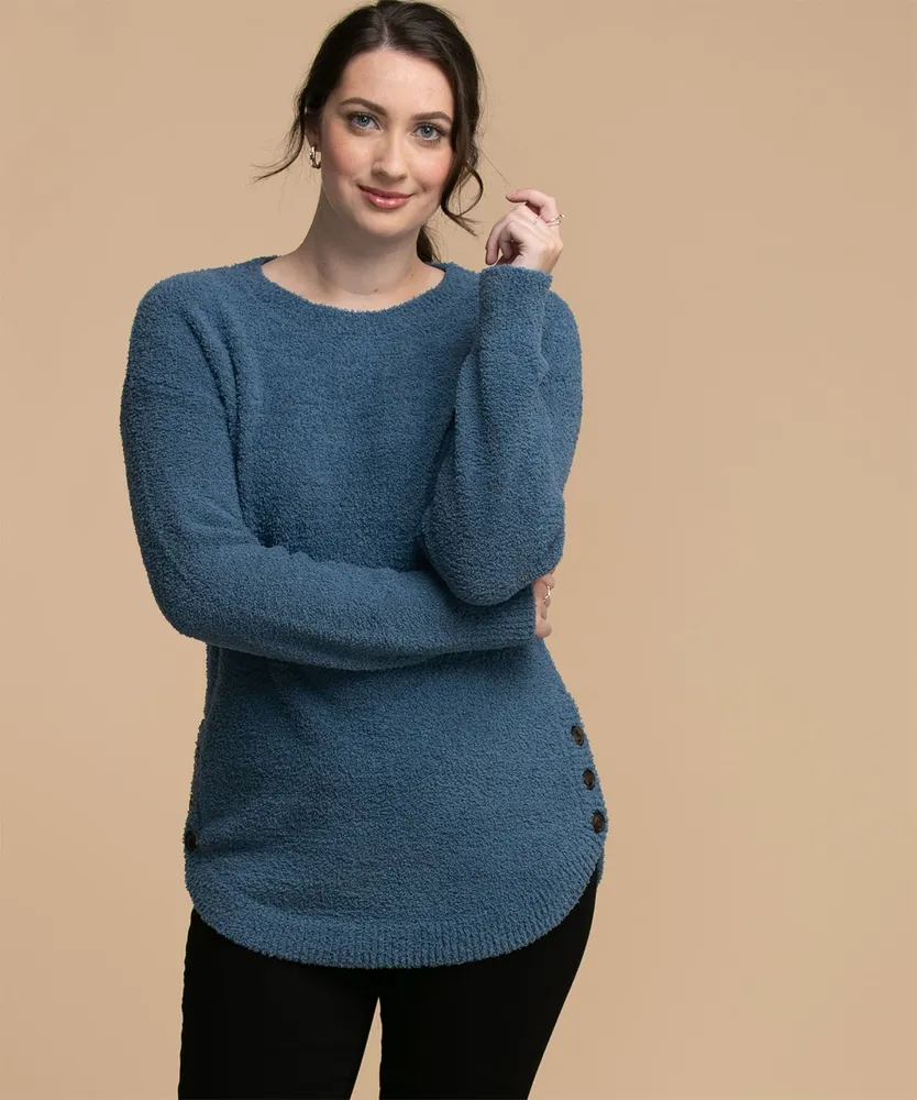 Side Button Teddy Sweater