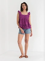 Cotton Ruffle Tank Blouse