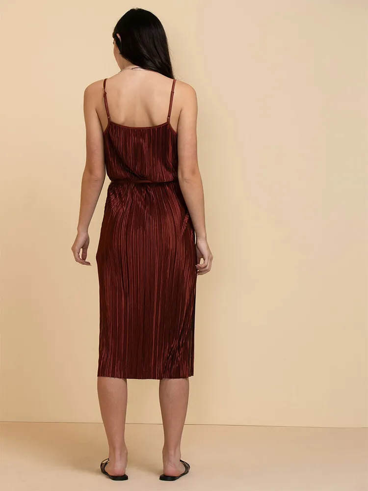 Plisse Spaghetti Strap Slip Dress