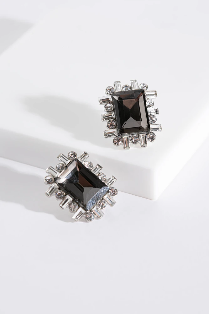 Oblong Crystal Earrings