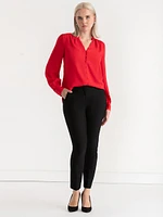 V-Neck Blouse with Covered Buttons