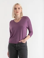 Easy V-Neck Hacci Knit Top