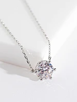 Silver Cubic Zirconia Solitaire Necklace