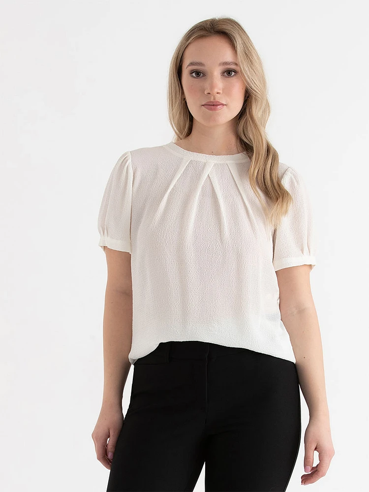 Short Sleeve Mix Media Blouse