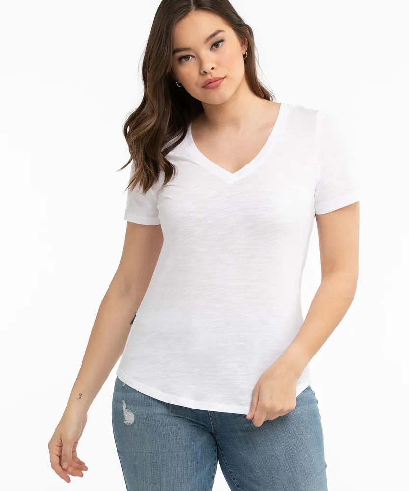 V-Neck Curved Hem Tee