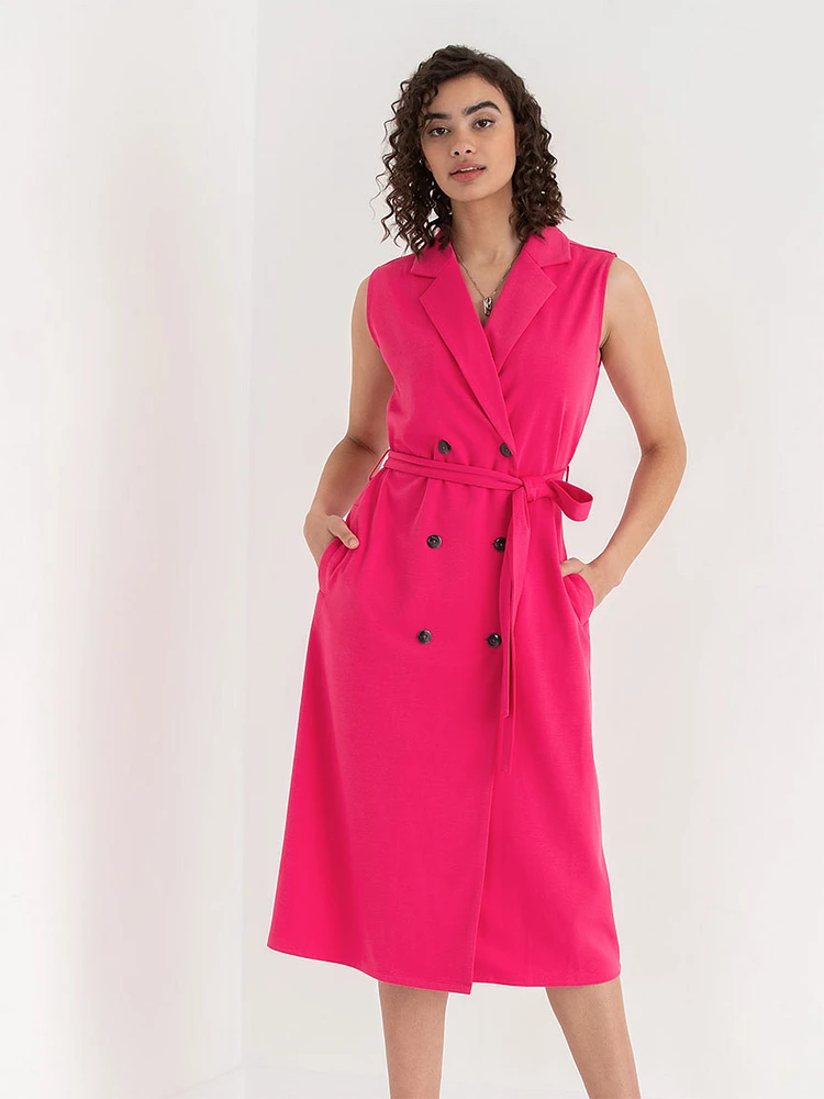 Sleeveless Blazer Dress Ponte Twill