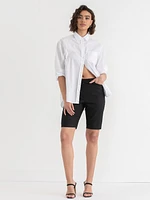 Slim Bermuda Shorts Cotton Sateen